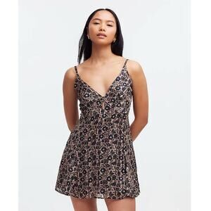 Madewell Sabina Musayev Frissia Black Blossom Party Mini Dress US Women's S New